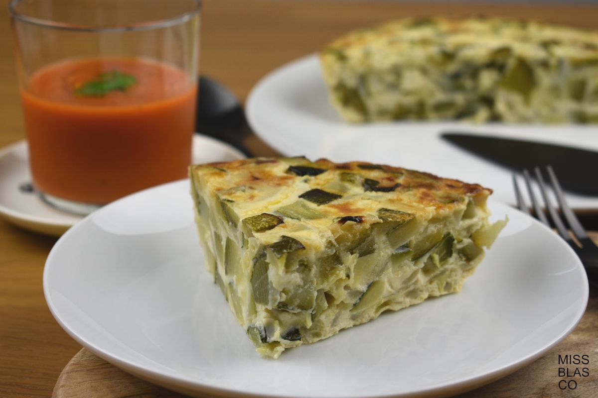 Crustless Zucchini Onion Quiche and Gazpacho