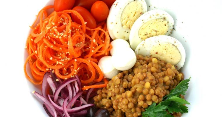 Mediterranean Lentil Salad in a bowl