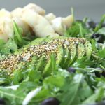 arugula, avocado and cod salad