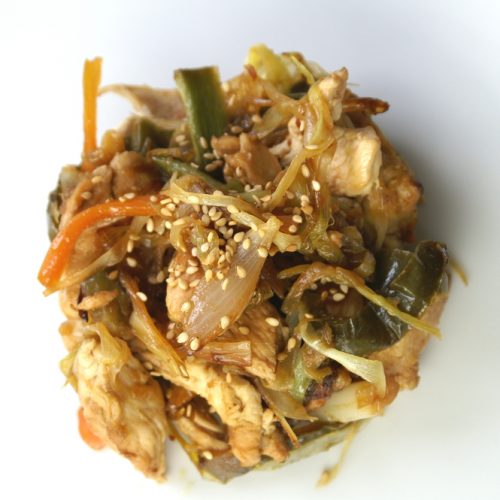 wok pollo y verduras