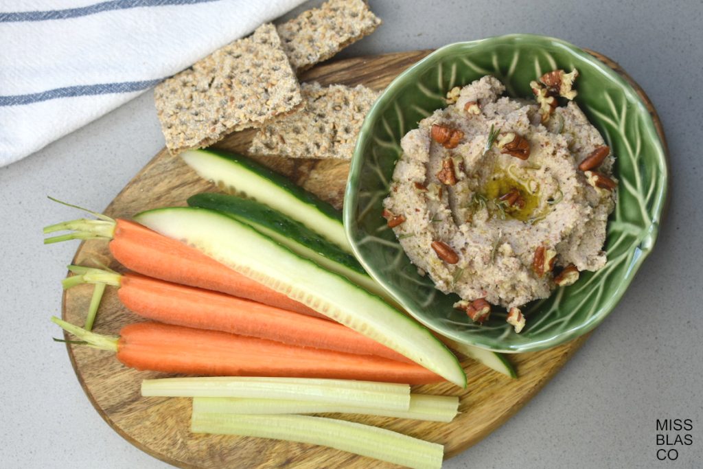 Roasted Cauliflower and Pecan Dip with crudites