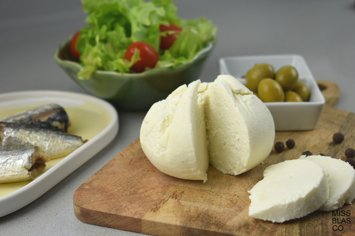 Homemade Farm-Style Cheese and salad