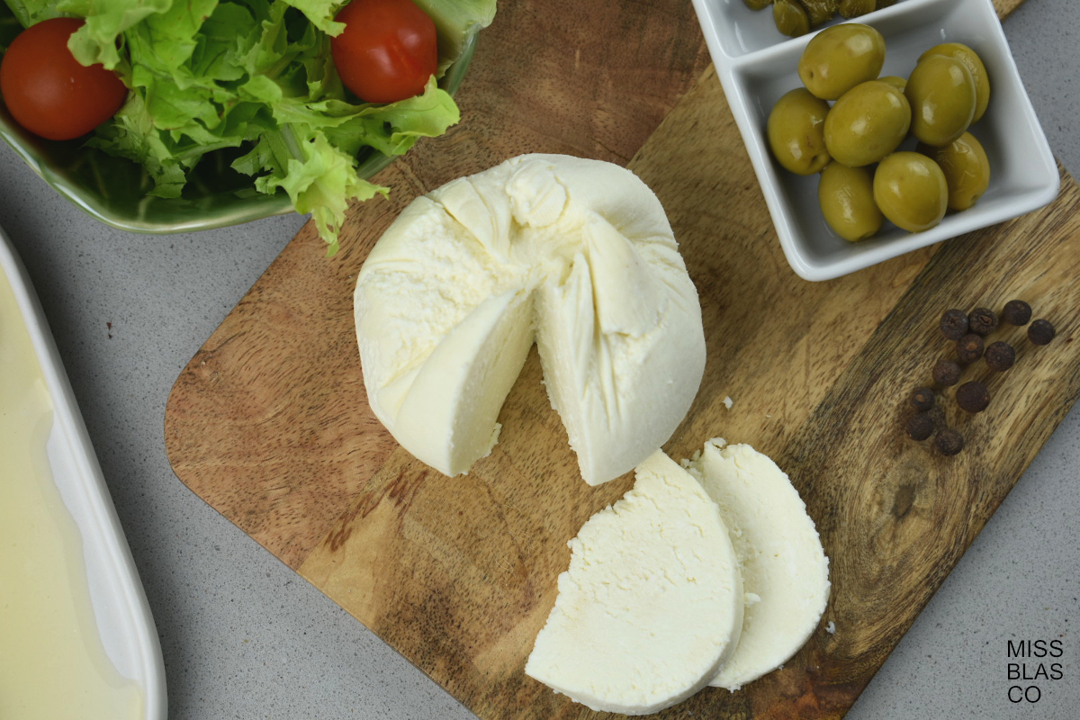 Homemade Farm-Style Cheese in a board