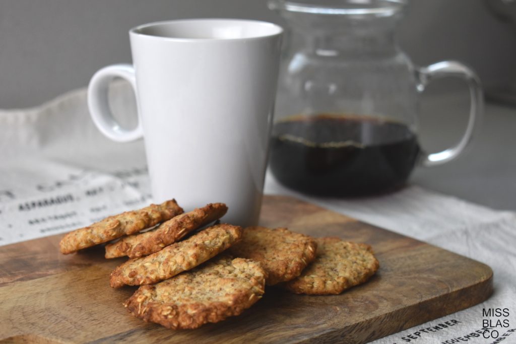 Sugar-Free Oatmeal Cookies and a coffee cup