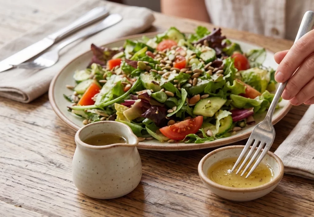 salad with dressing on the side